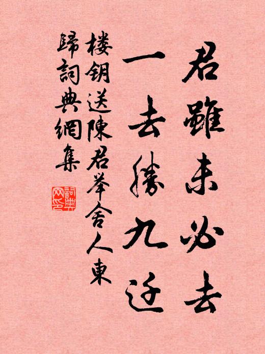 楼钥君虽未必去，一去胜九迁书法作品欣赏