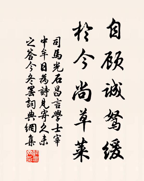 司马光自顾诚驽缓，于今尚草莱书法作品欣赏