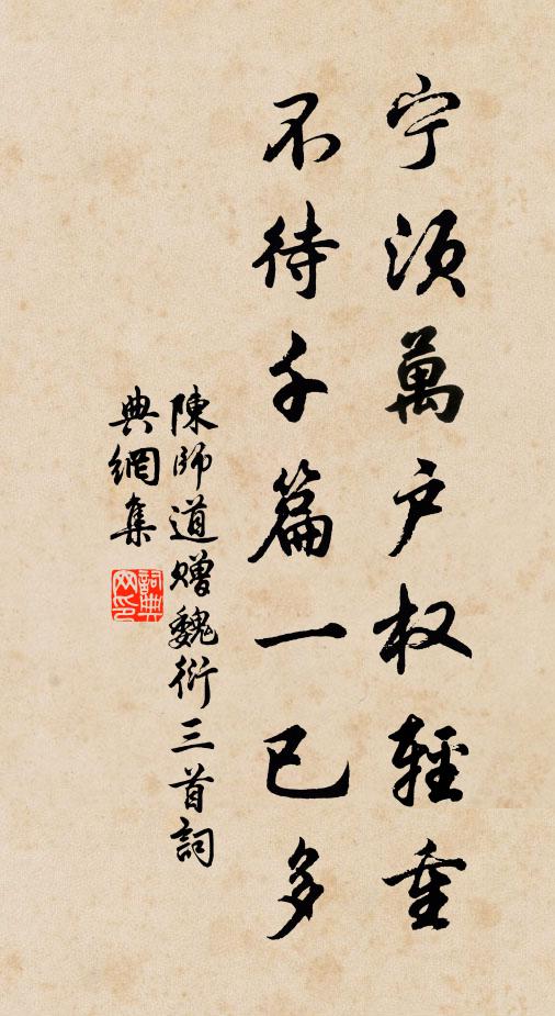 陈师道宁须万户权轻重，不待千篇一已多书法作品欣赏