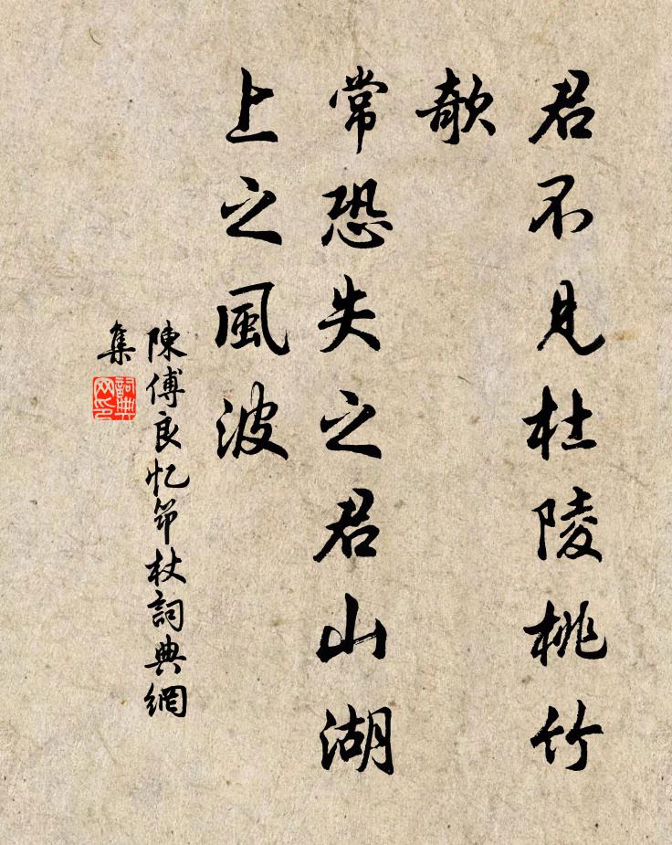 陈傅良君不见杜陵桃竹欹，常恐失之君山湖上之风波书法作品欣赏