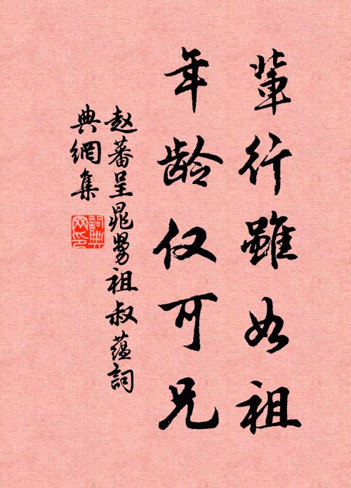 赵蕃辈行虽如祖，年龄仅可兄书法作品欣赏