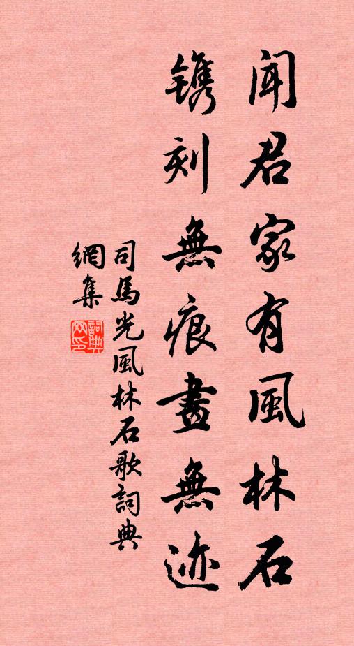 司马光闻君家有风林石，镌刻无痕画无迹书法作品欣赏