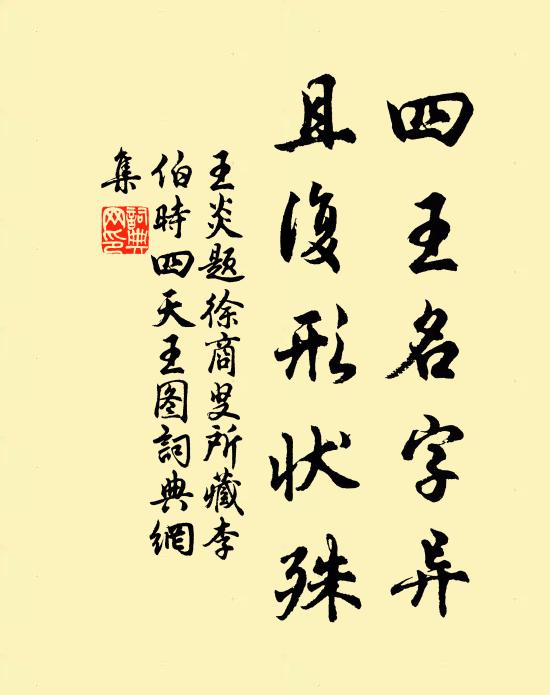 王炎四王名字异，且复形状殊书法作品欣赏