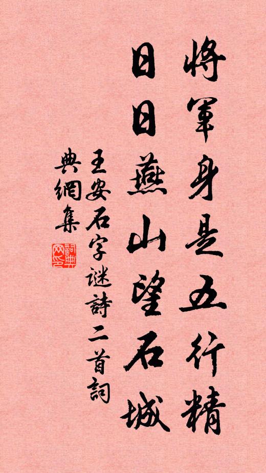 王安石将军身是五行精，日日燕山望石城书法作品欣赏