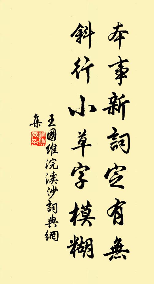 王国维本事新词定有无，斜行小草字模糊书法作品欣赏