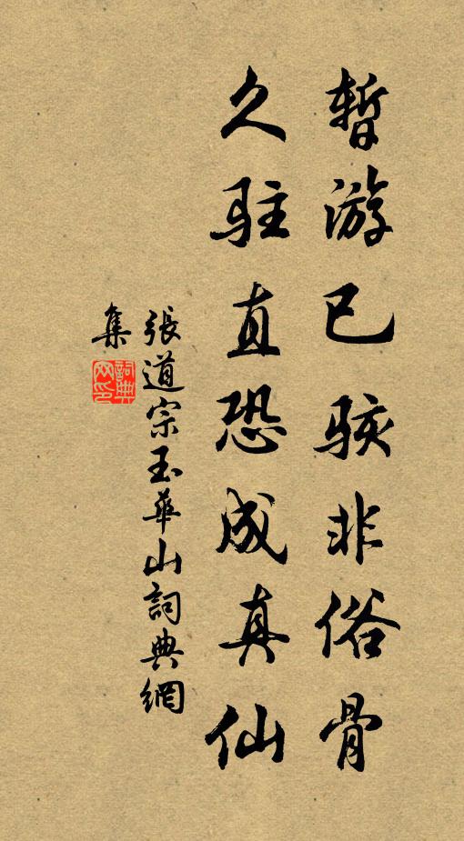 张道宗暂游已骇非俗骨，久驻直恐成真仙书法作品欣赏