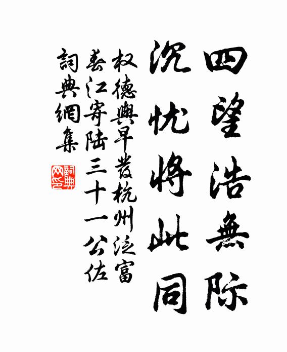 权德舆四望浩无际，沉忧将此同书法作品欣赏