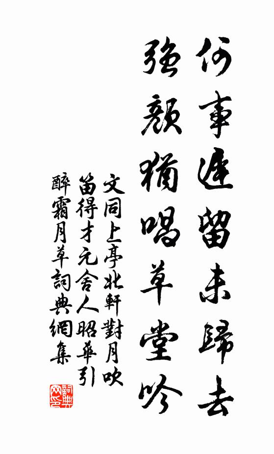 文同何事迟留未归去，强颜犹唱草堂吟书法作品欣赏