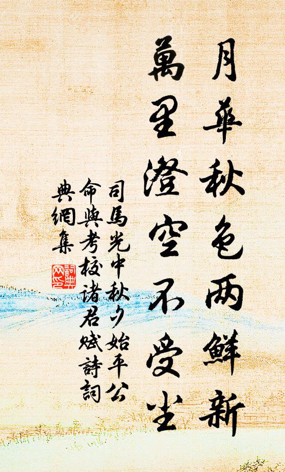司马光月华秋色两鲜新，万里澄空不受尘书法作品欣赏