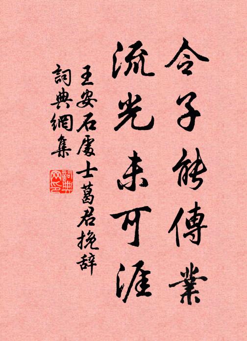 王安石令子能传业，流光未可涯书法作品欣赏