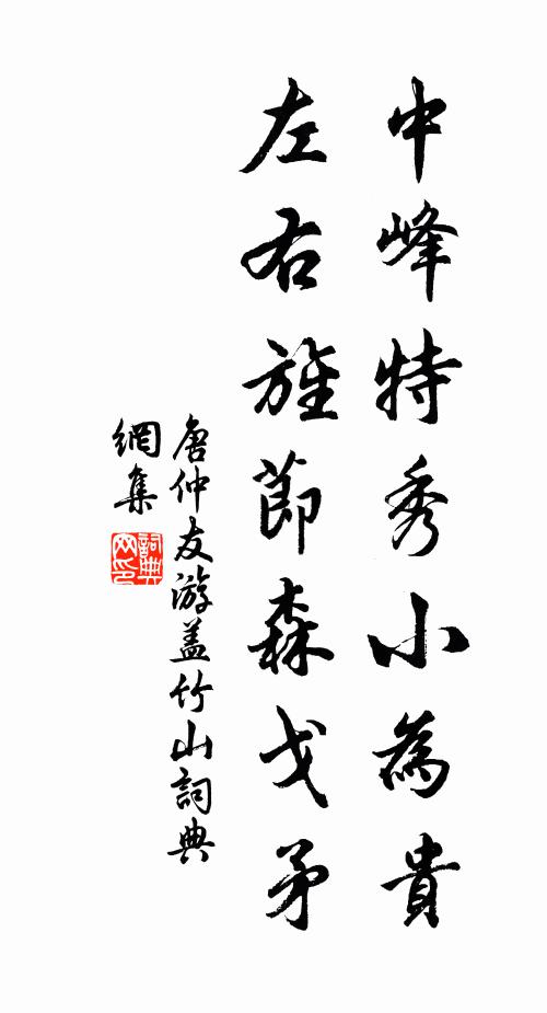 唐仲友中峰特秀小为贵，左右旌节森戈矛书法作品欣赏