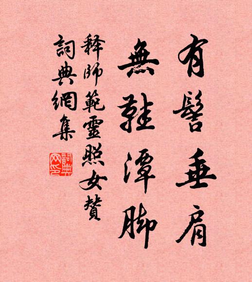 释师范有髻垂肩，无鞋潭脚书法作品欣赏