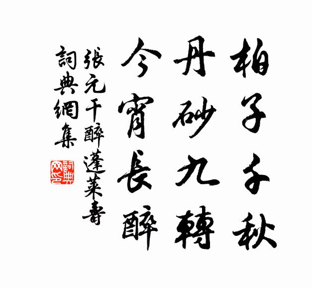 张元干柏子千秋，丹砂九转，今宵长醉书法作品欣赏