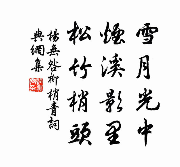 杨无咎雪月光中，烟溪影里，松竹梢头书法作品欣赏