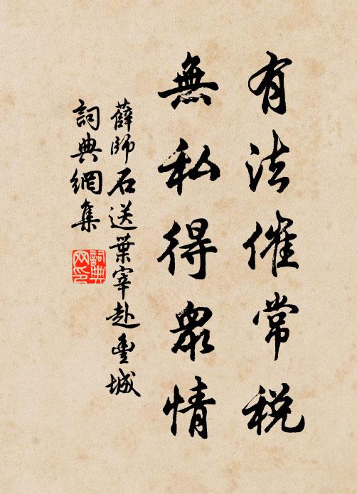 薛师石有法催常税，无私得众情书法作品欣赏