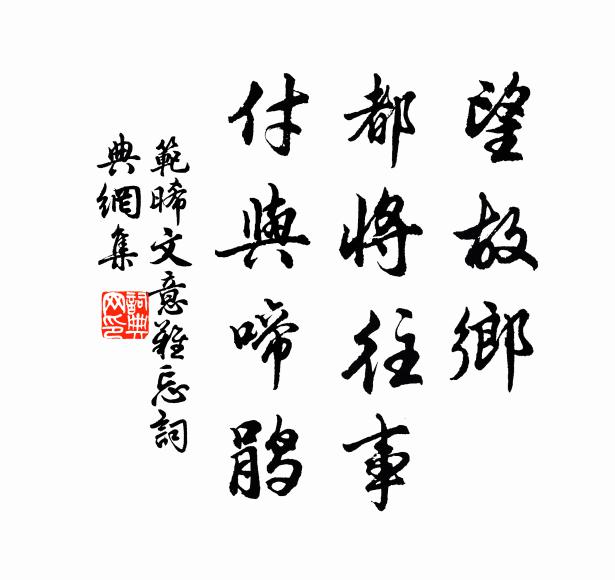 范晞文望故乡，都将往事，付与啼鹃书法作品欣赏