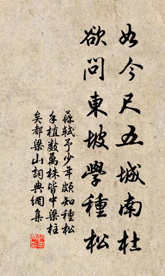 苏轼如今尺五城南杜，欲问东坡学种松书法作品欣赏