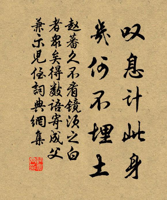 赵蕃叹息计此身，几何不埋土书法作品欣赏