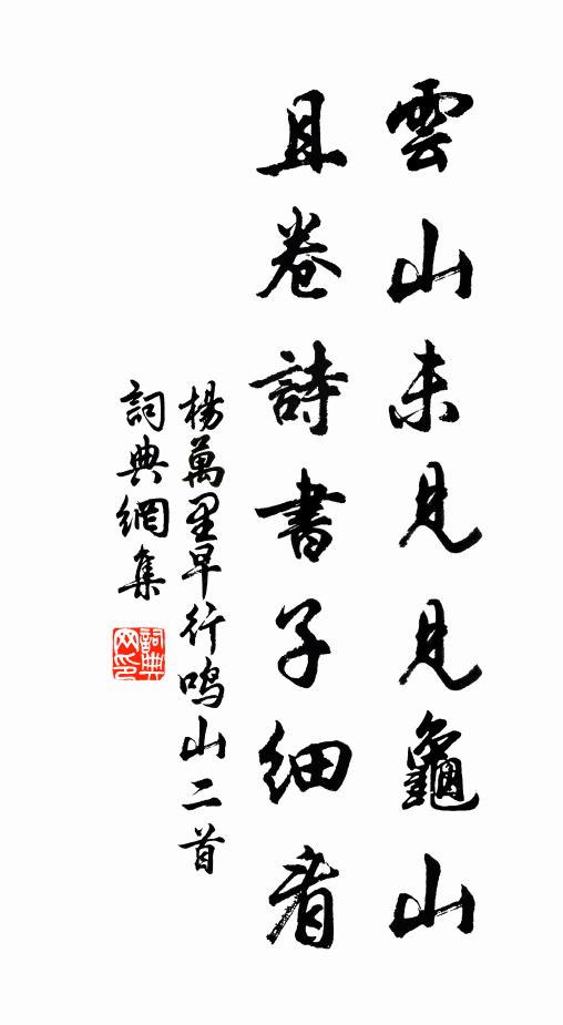 杨万里云山未见见龟山，且卷诗书子细看书法作品欣赏