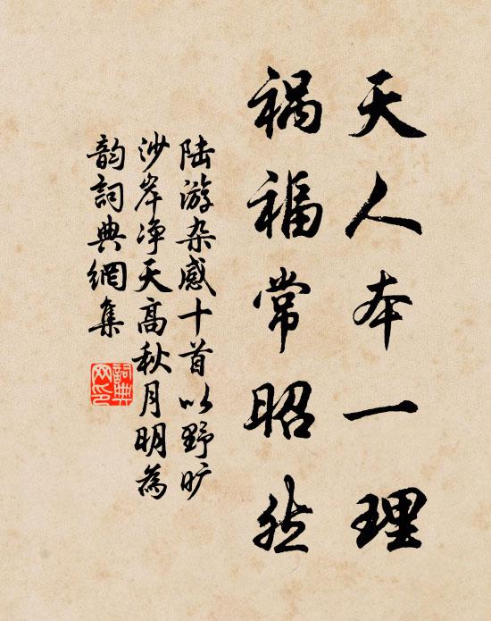 陆游天人本一理，祸福常昭然书法作品欣赏