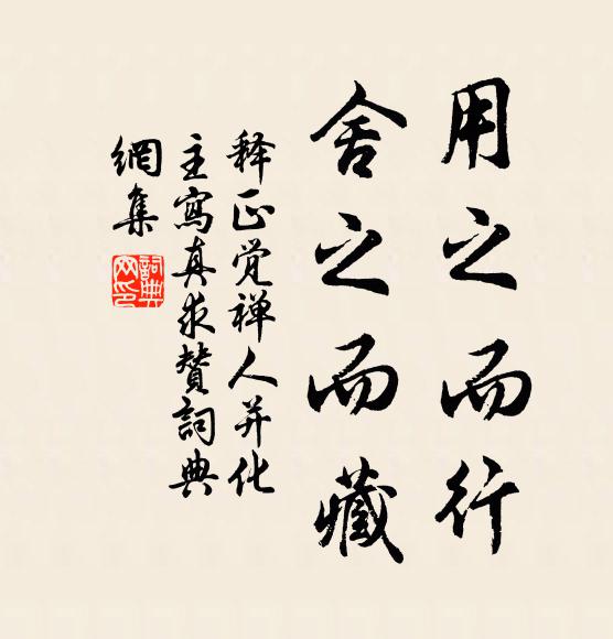 释正觉用之而行，舍之而藏书法作品欣赏