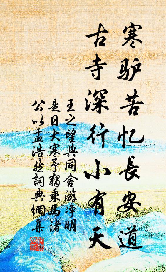 王之望寒驴苦忆长安道，古寺深行小有天书法作品欣赏