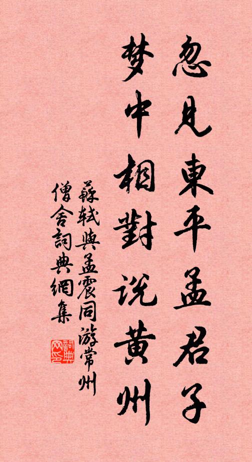 苏轼忽见东平孟君子，梦中相对说黄州书法作品欣赏