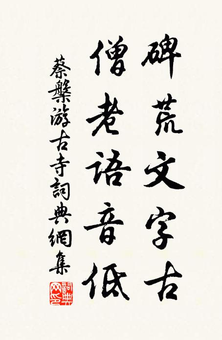 蔡槃碑荒文字古，僧老语音低书法作品欣赏