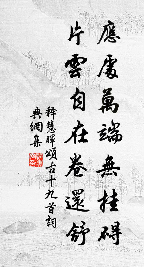 释慧晖应处万端无挂碍，片云自在卷还舒书法作品欣赏