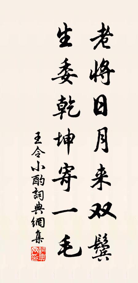 王令老将日月来双鬓，生委乾坤寄一毛书法作品欣赏