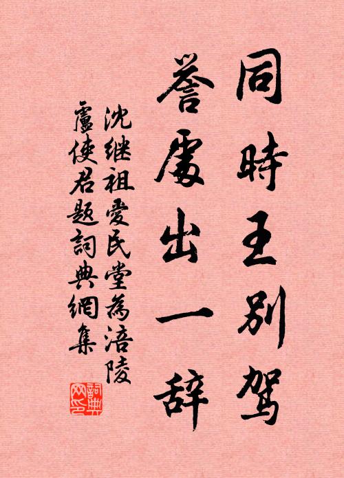 沈继祖同时王别驾，誉处出一辞书法作品欣赏