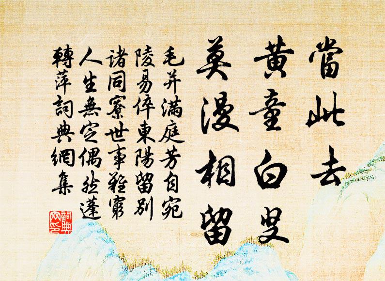 毛并当此去，黄童白叟，莫漫相留书法作品欣赏