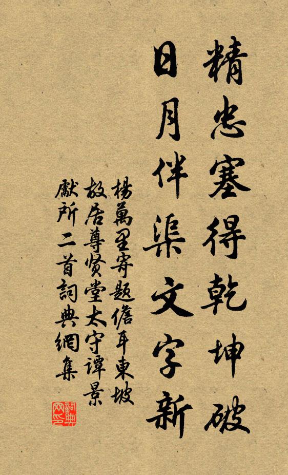 杨万里精忠塞得乾坤破，日月伴渠文字新书法作品欣赏