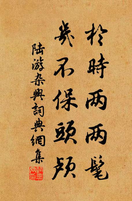 陆游于时两两髦，几不保头颅书法作品欣赏