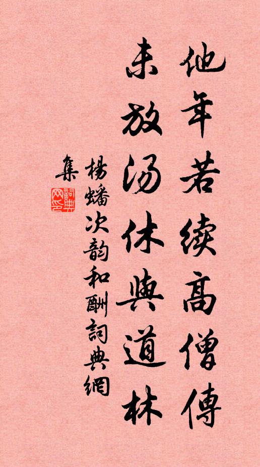 杨蟠他年若续高僧传，未放汤休与道林书法作品欣赏