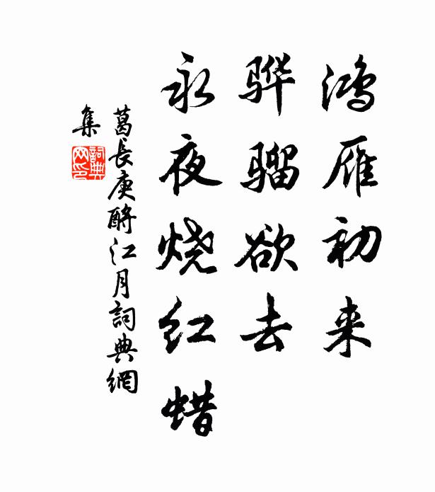 葛长庚鸿雁初来，骅骝欲去，永夜烧红蜡书法作品欣赏