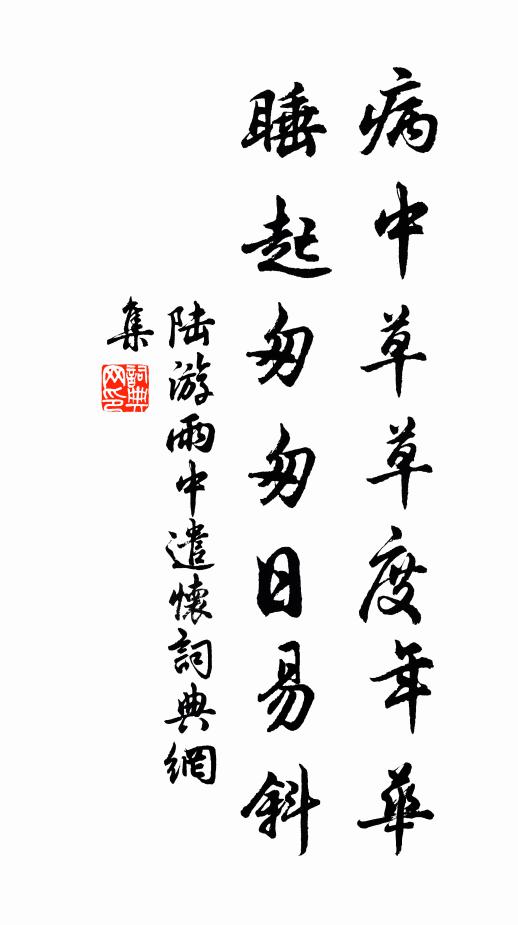 陆游病中草草度年华，睡起匆匆日易斜书法作品欣赏