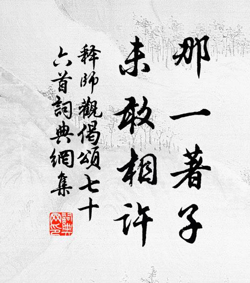 释师观那一著子，未敢相许书法作品欣赏