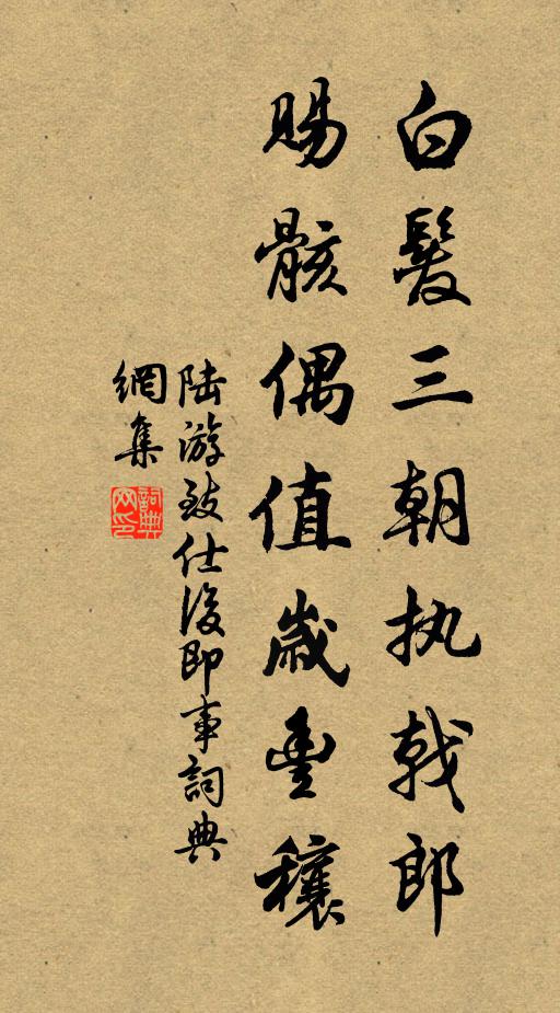 陆游白发三朝执戟郎，赐骸偶值岁丰穰书法作品欣赏