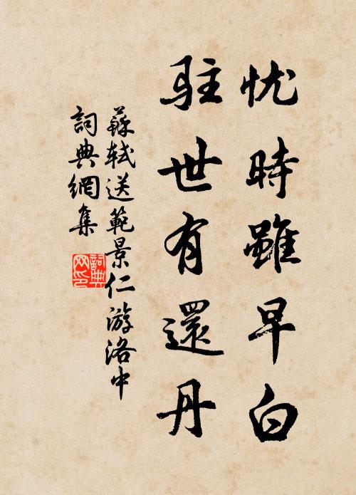 苏轼忧时虽早白，驻世有还丹书法作品欣赏