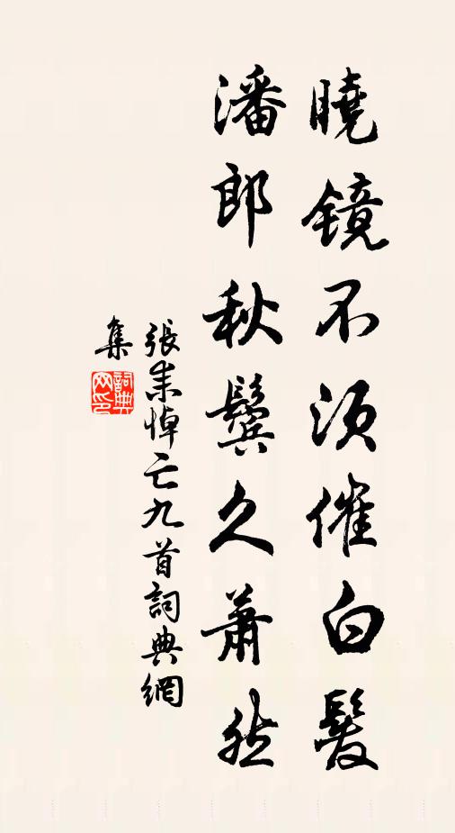 张耒晓镜不须催白发，潘郎秋鬓久萧然书法作品欣赏