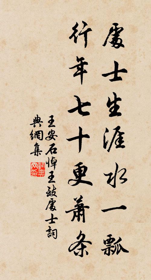 王安石处士生涯水一瓢，行年七十更萧条书法作品欣赏