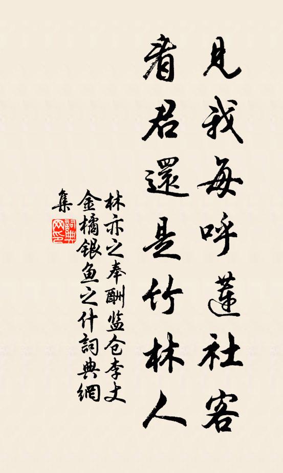 林亦之见我每呼莲社客，看君还是竹林人书法作品欣赏