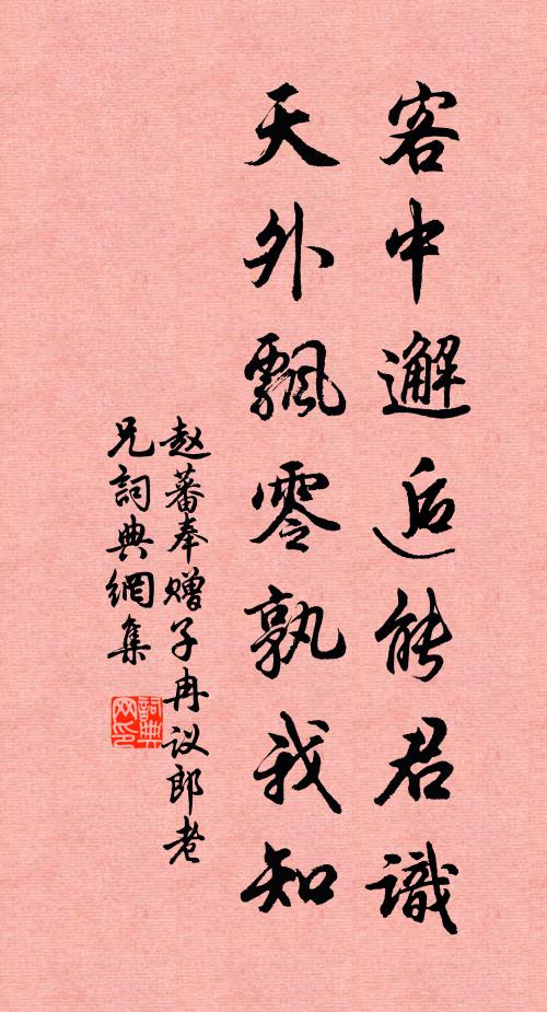 赵蕃客中邂逅能君识，天外飘零孰我知书法作品欣赏