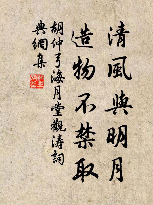 胡仲弓清风与明月，造物不禁取书法作品欣赏