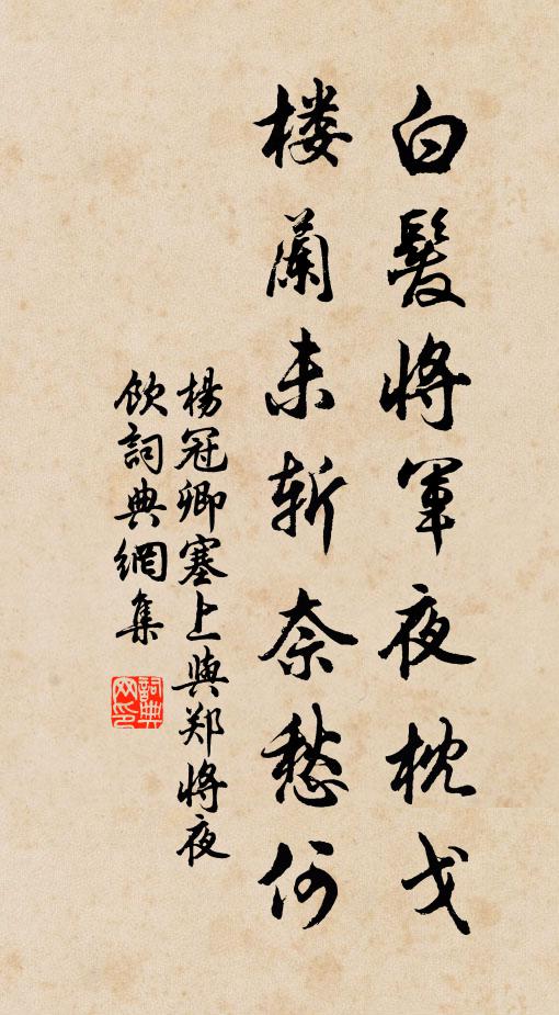 杨冠卿白发将军夜枕戈，楼兰未斩奈愁何书法作品欣赏