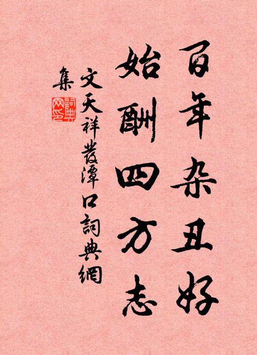 文天祥百年杂丑好，始酬四方志书法作品欣赏