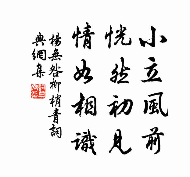 杨无咎小立风前，恍然初见，情如相识书法作品欣赏