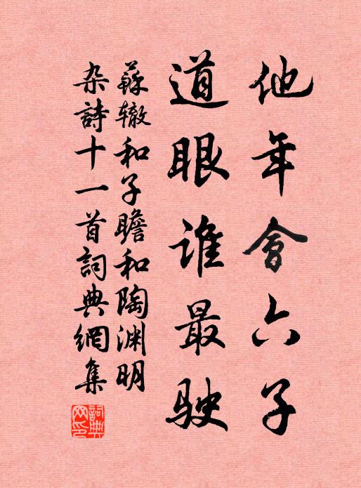 苏辙他年会六子，道眼谁最驶书法作品欣赏