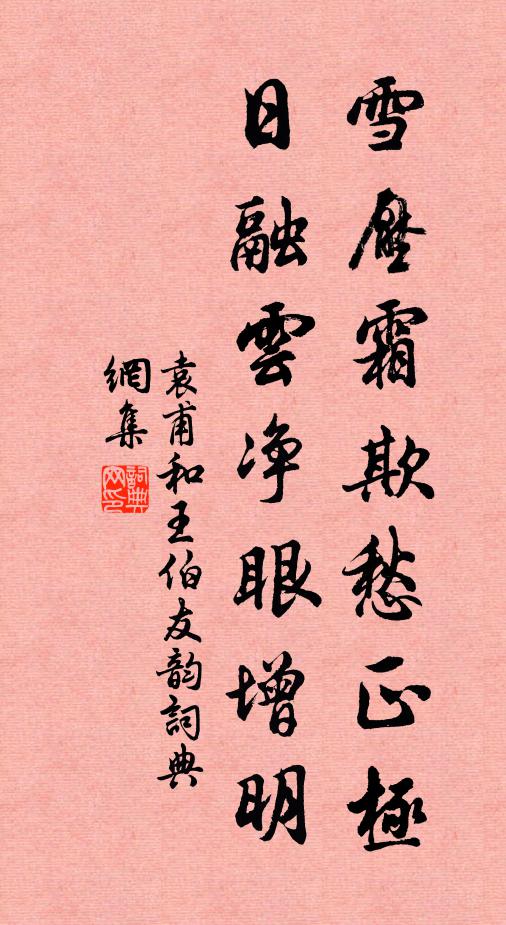 袁甫雪压霜欺愁正极，日融云净眼增明书法作品欣赏